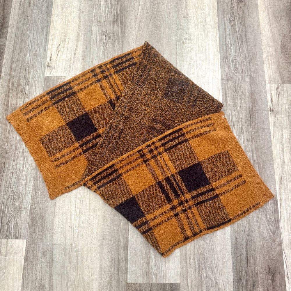 Barefoot Dreams Scarf Plaid Brown Black Cozy Soft